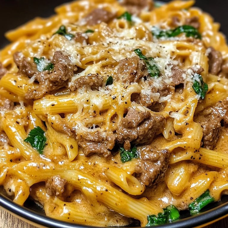 High Protein Creamy Beef Pasta