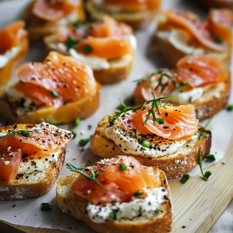 Easy & Super Spicy Smoked Salmon Crostini