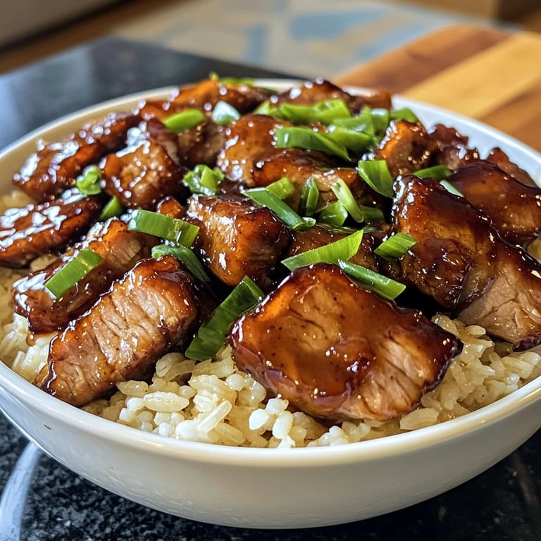 Sticky Glazed Pork Rice Bowls