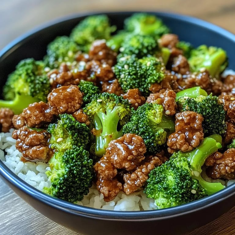 Honey Garlic Ground Beef & Broccoli