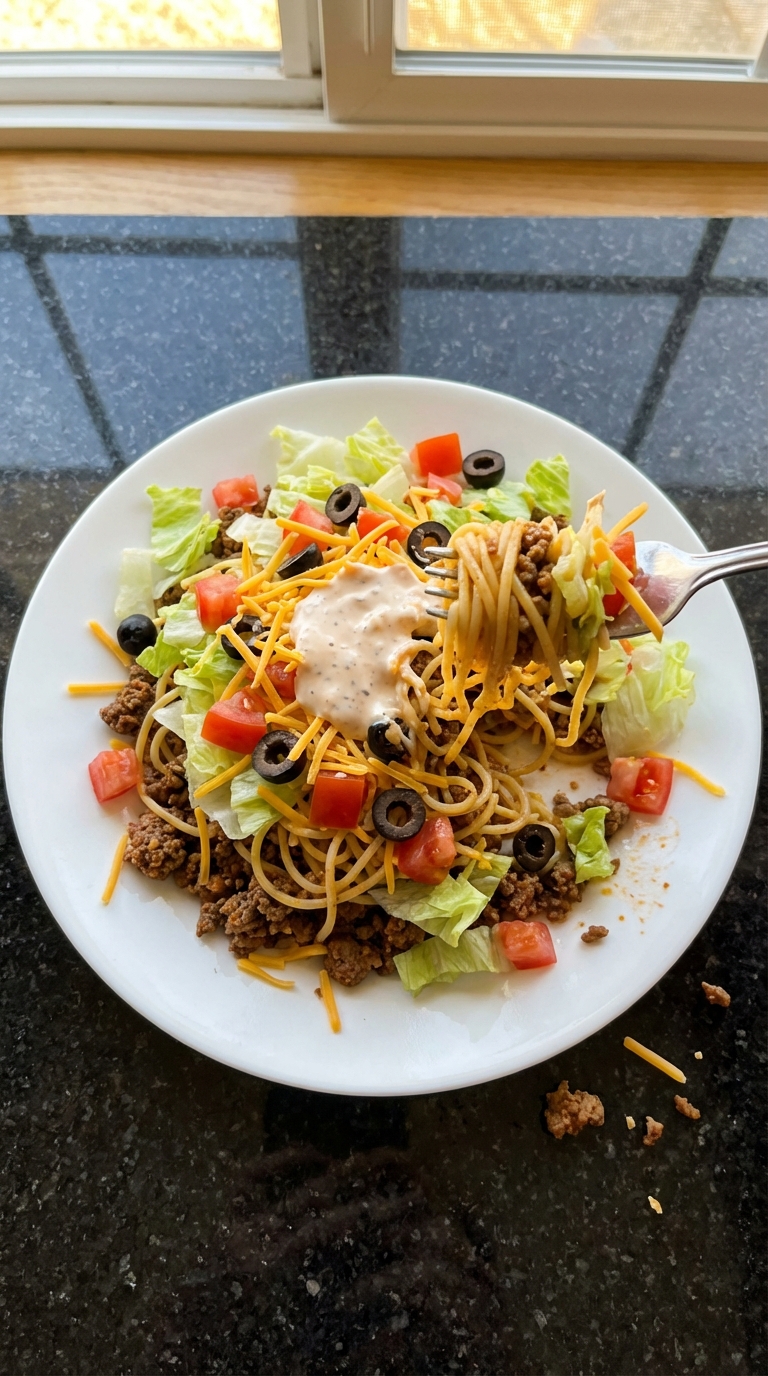 Savory Taco Spaghetti Salad