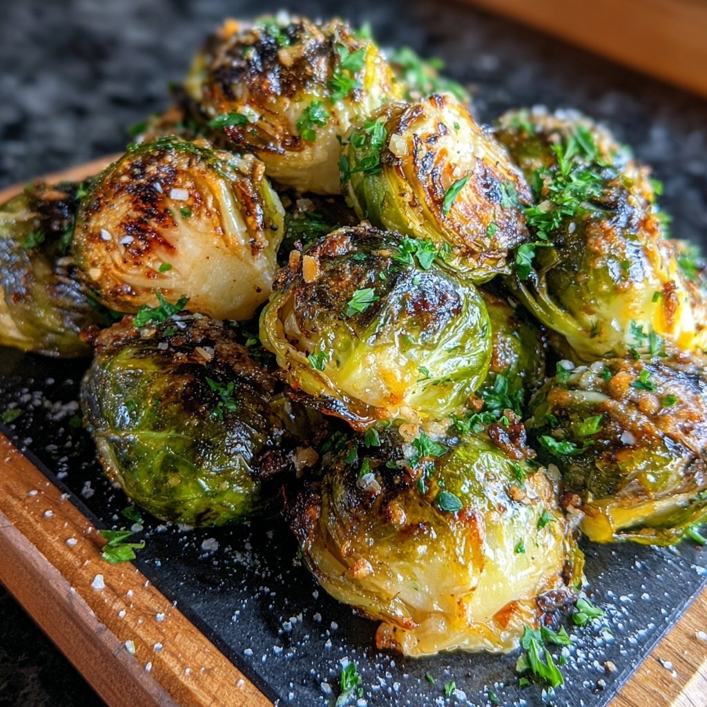 Roasted Garlic Parmesan Brussels Sprouts