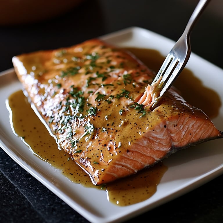 Honey Mustard Glazed Salmon Fillet from the Oven