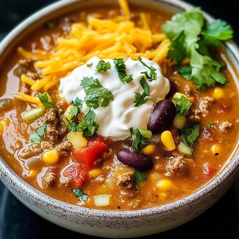 Creamy & Spicy Taco Soup