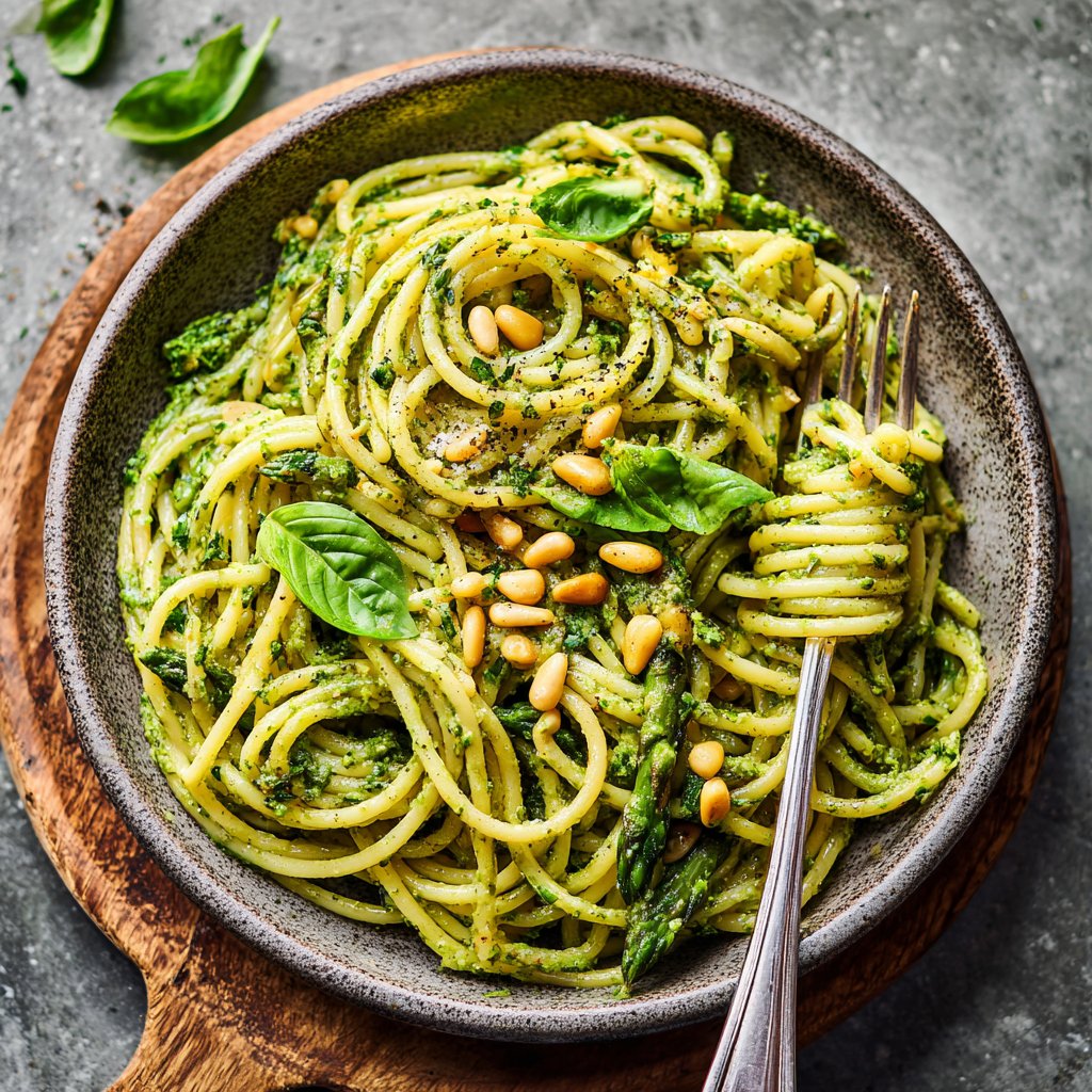 Asparagus Pesto Pasta Tangle