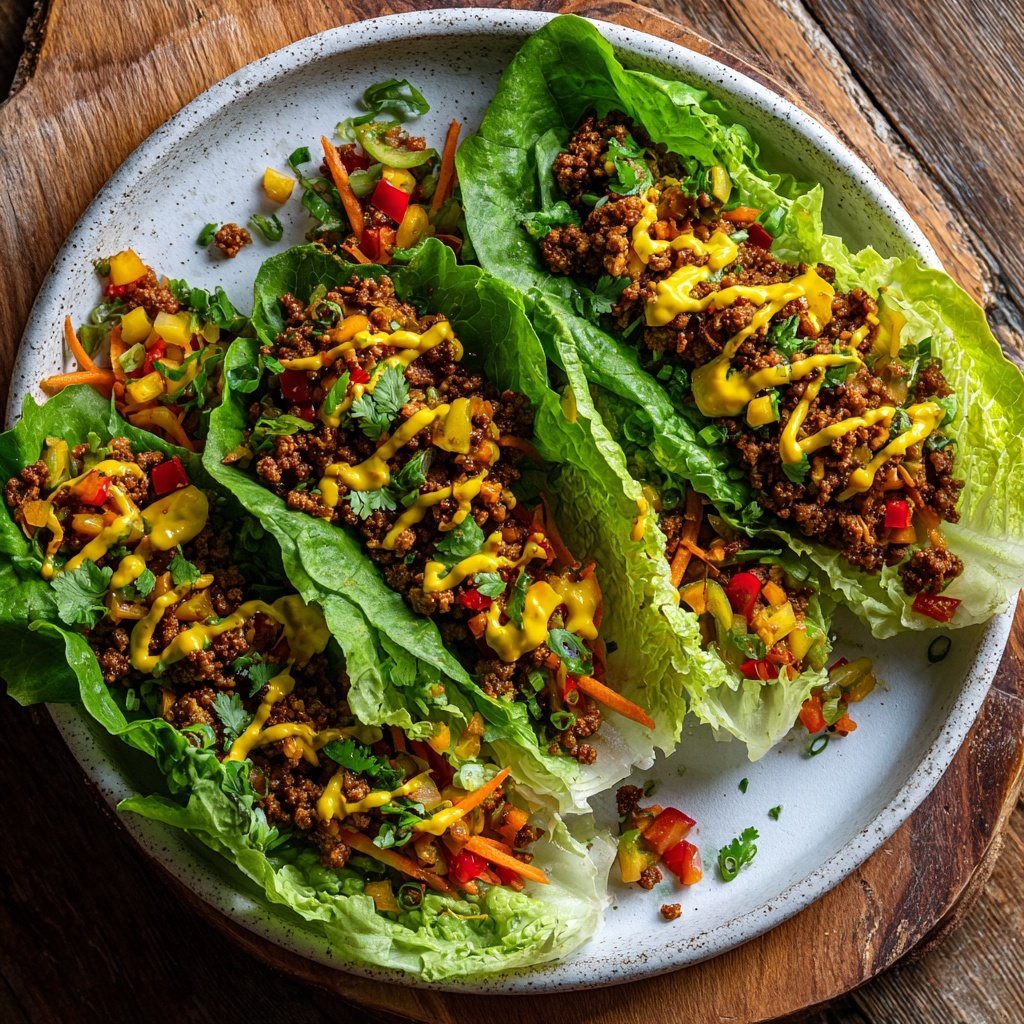 Herbed Ground Beef Lettuce Wraps
