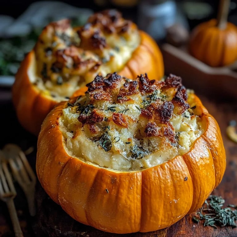 Turkey Sage Stuffed Pumpkins