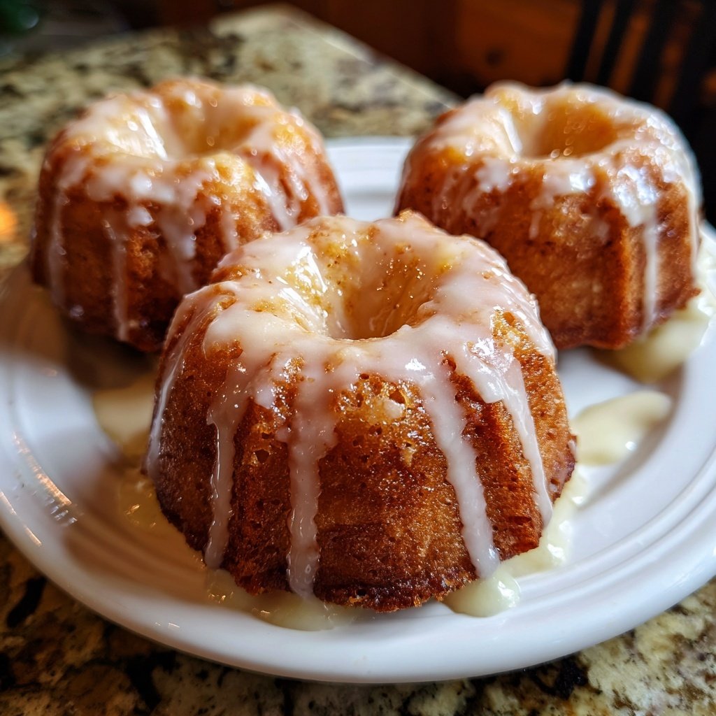 Mini Vanilla Bundt Cakes with Vanilla Glaze
