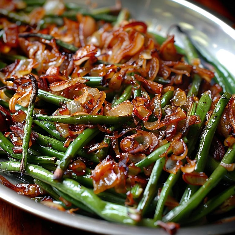 Roasted Green Beans with Caramelized Shallots
