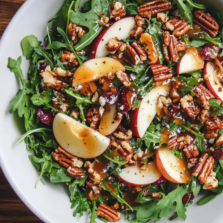 Apple Arugula Salad w/ Maple Pecans